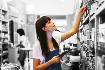 Store worker picking item