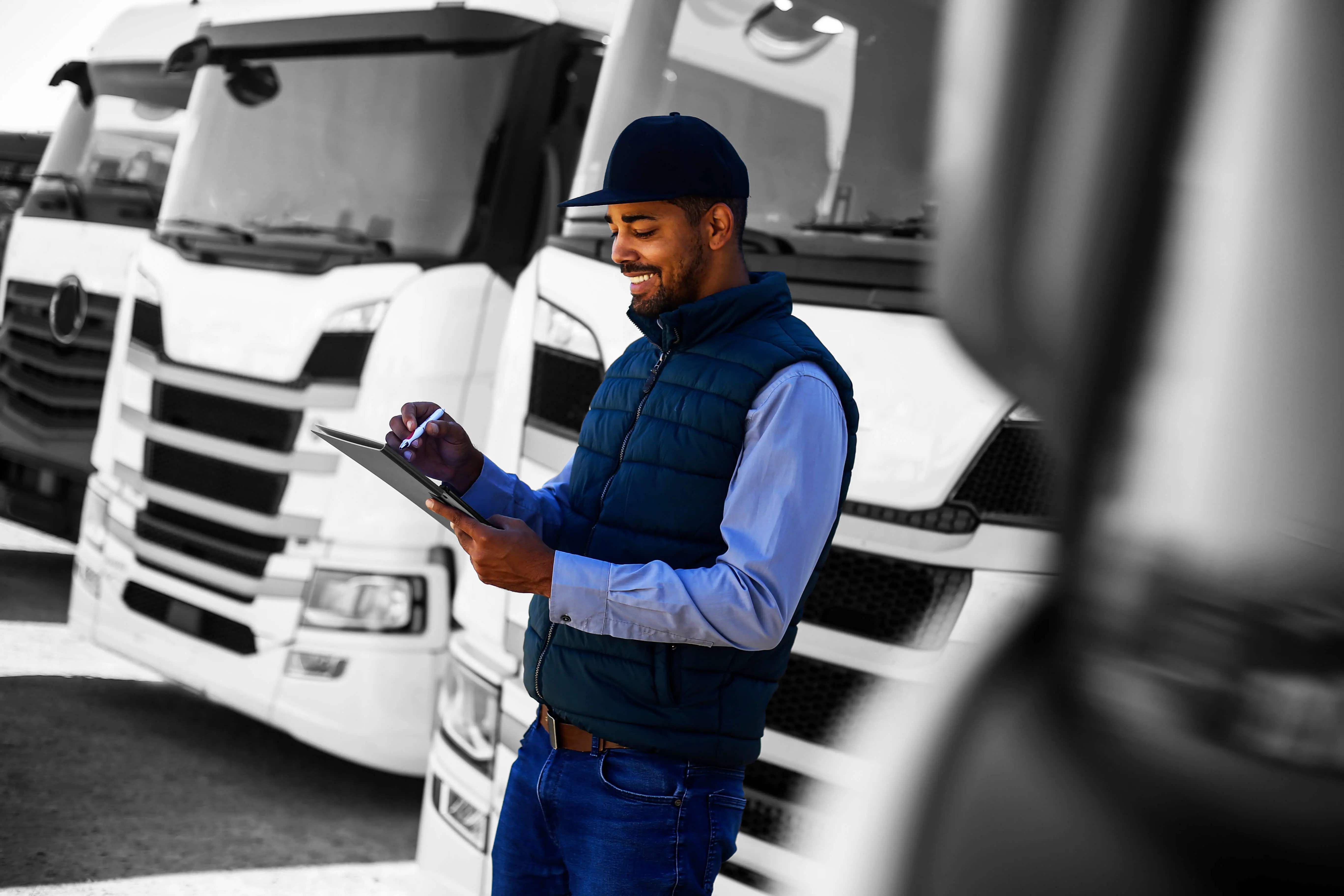 Smiling truck driver