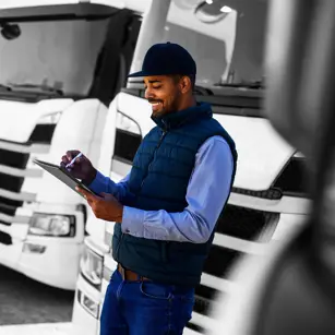 Smiling truck driver