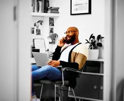 Person on phone in office 