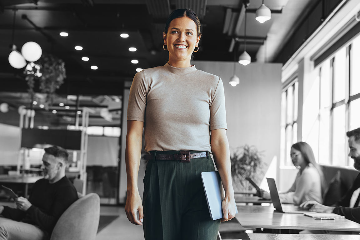 Person walking through office