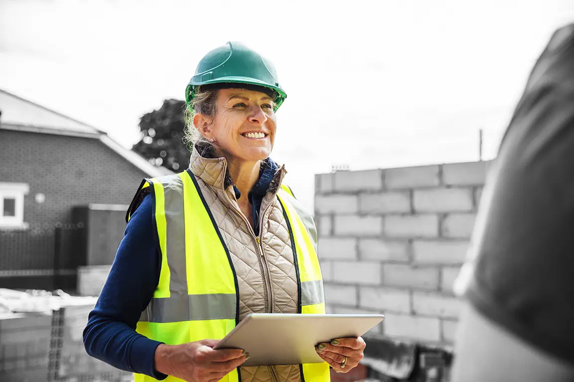 Construction worker with ipad