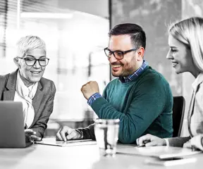 Happy people in a meeting