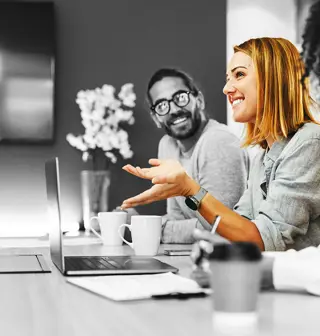 Person talking in a meeting
