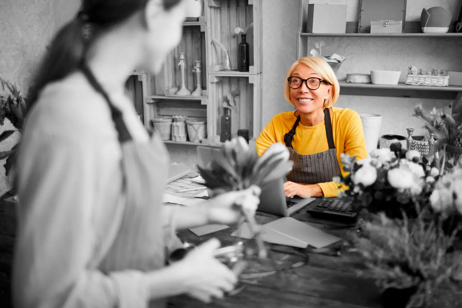 Florist with a customer