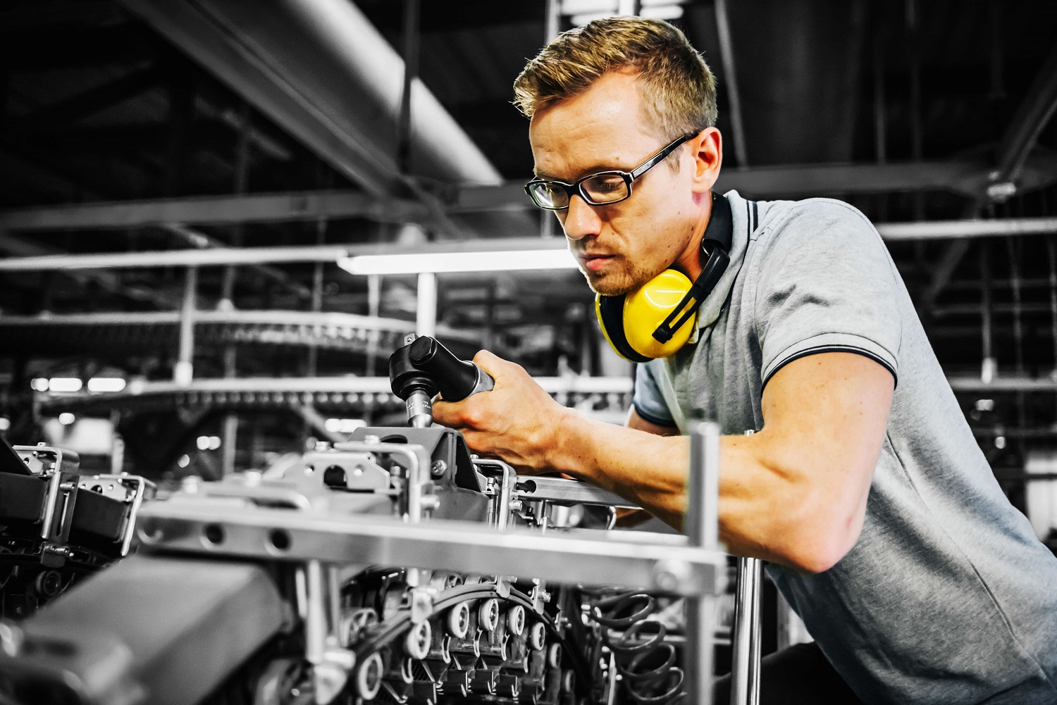 Mechanic working on machine 