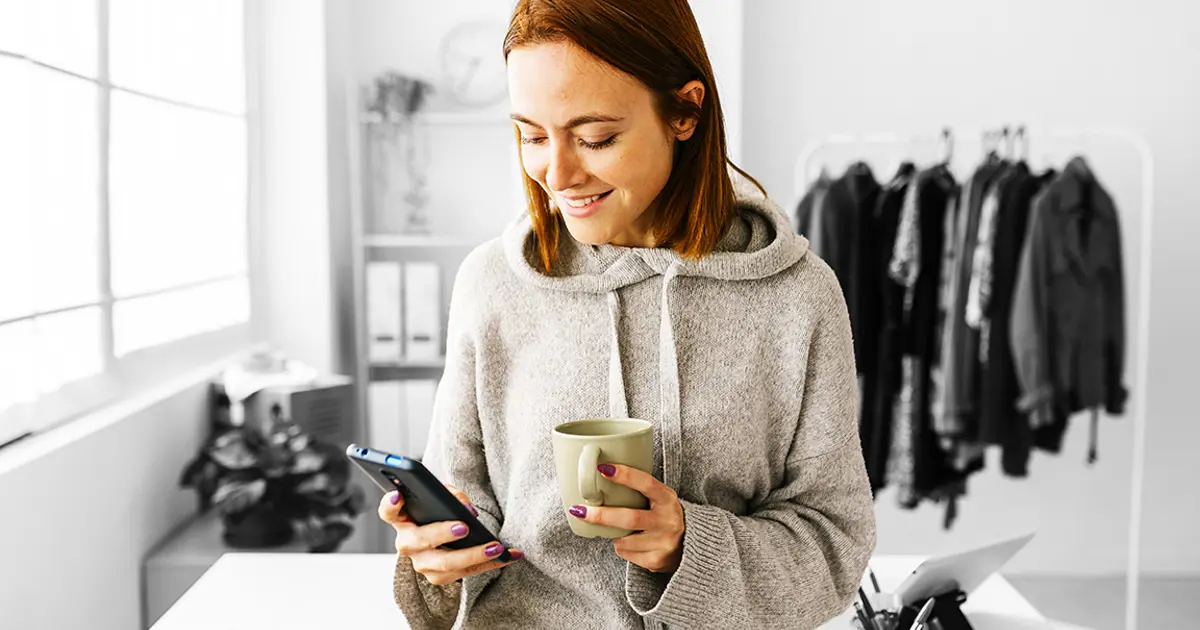 Small business owner on phone