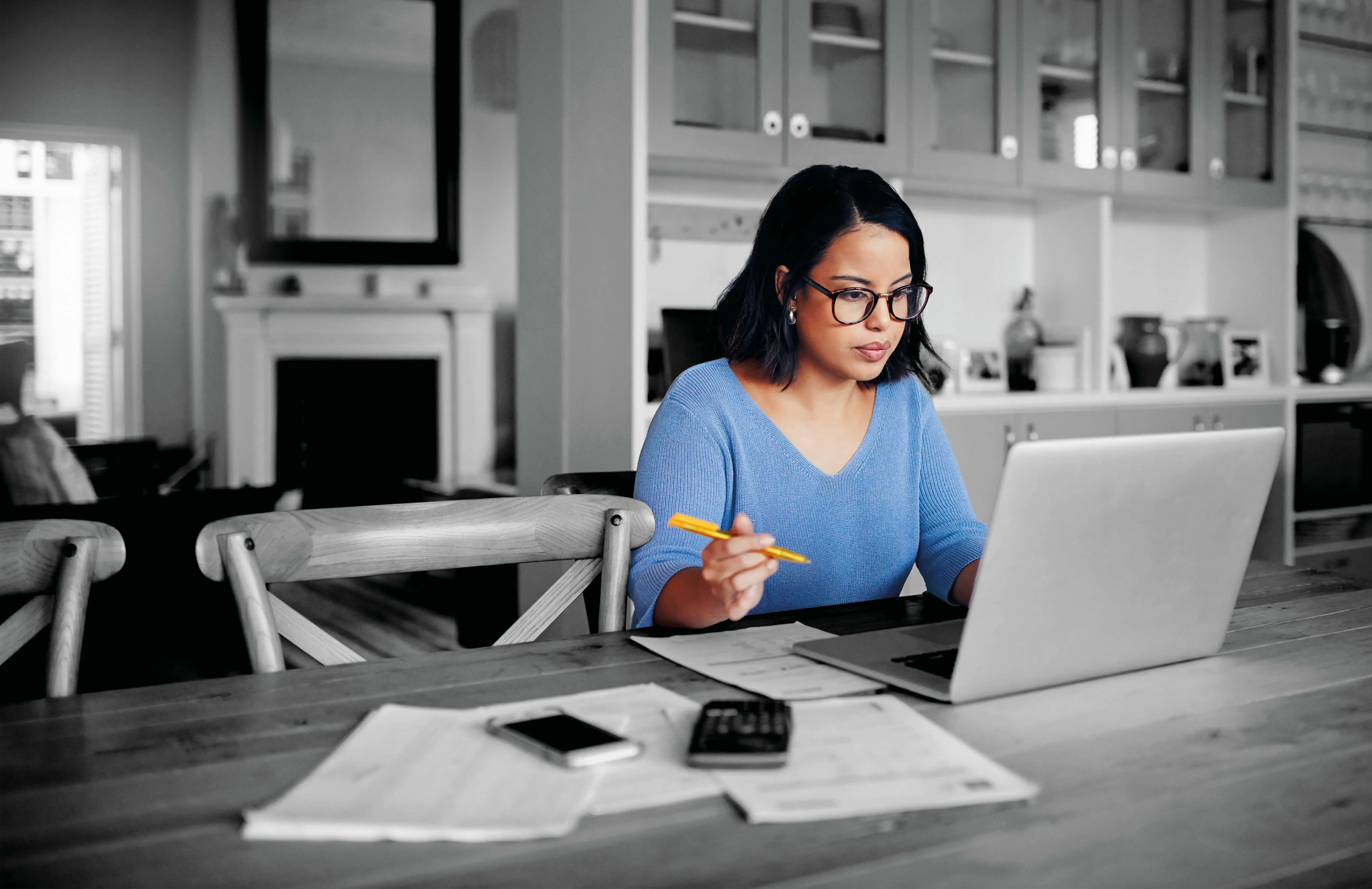 Person working at home on laptop