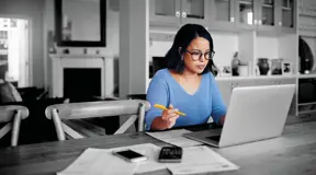 Person working at home on laptop