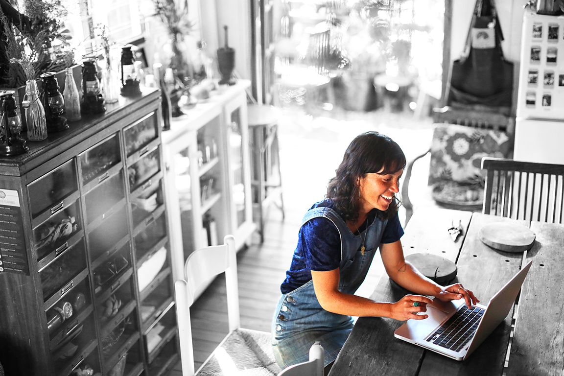Small business owner on laptop